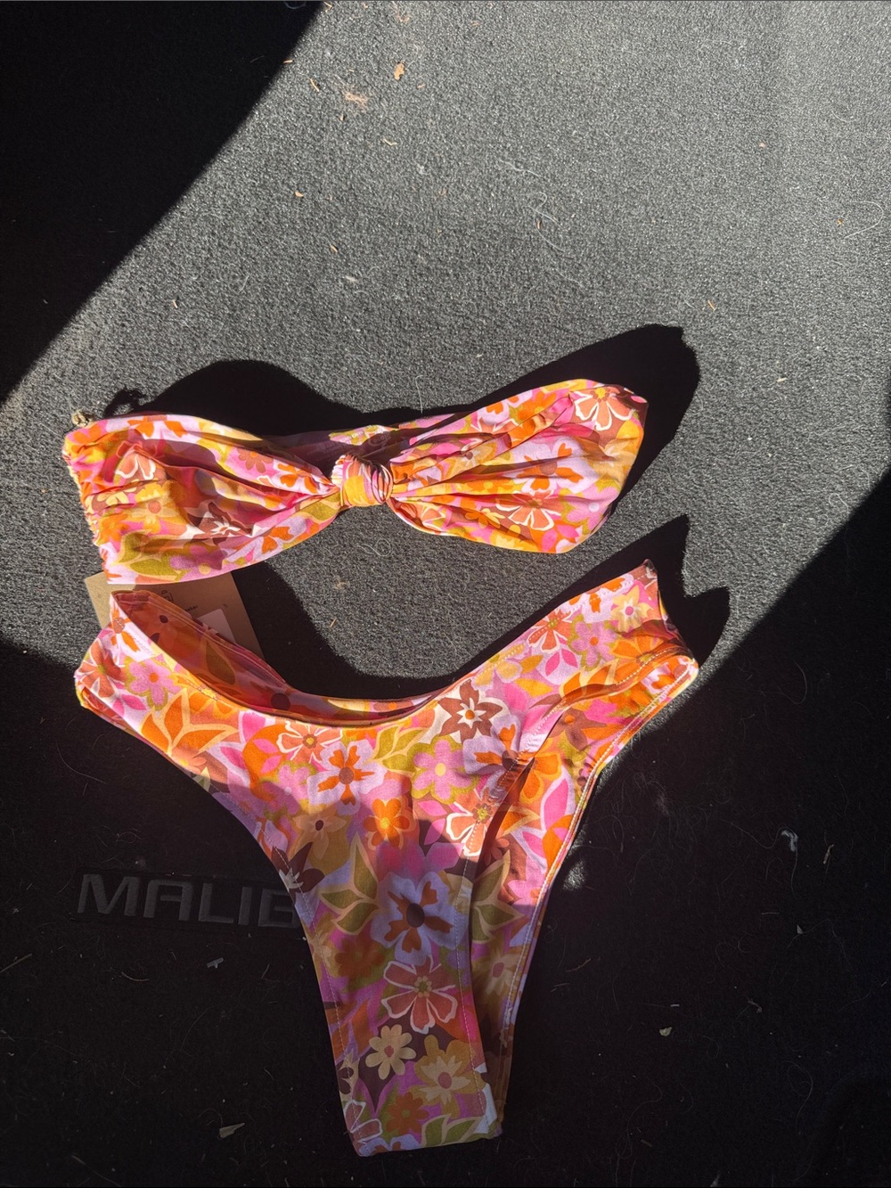 Floral Two-Piece Swim Set - Pink & Orange
